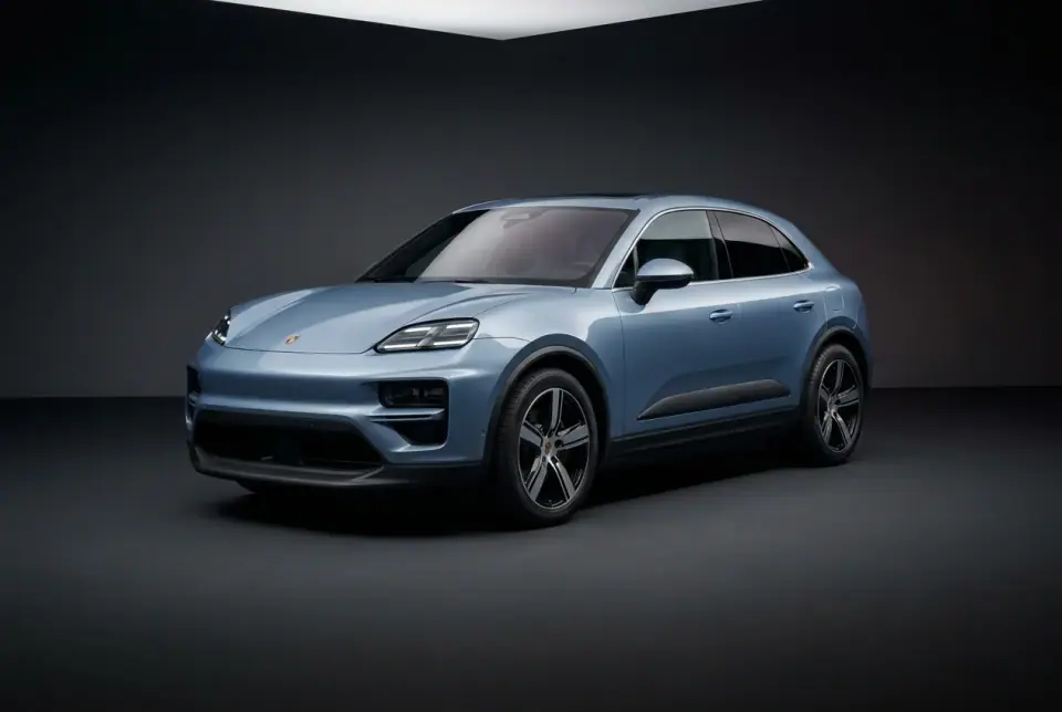 Porsche Macan Turbo Electric — front three quarter